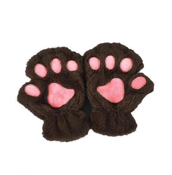 Winter Lovely Half Cover Paw Bear Cat Claw Gloves Short Finger Image