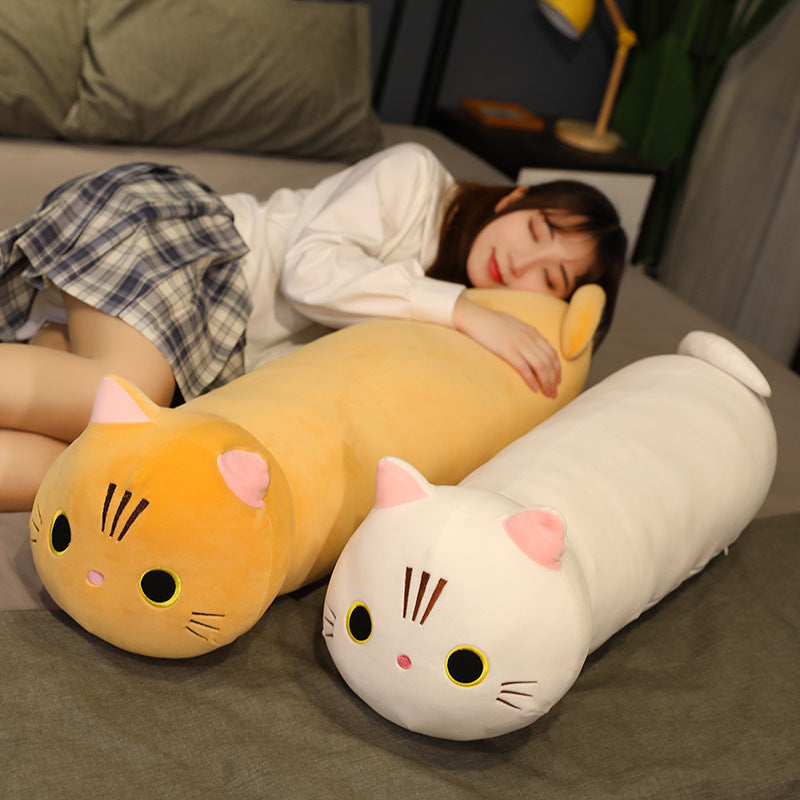 Large Size Cartoon Cat Plush Toys Stuffed Cloth Doll Long Animal Pillow Cushion Image