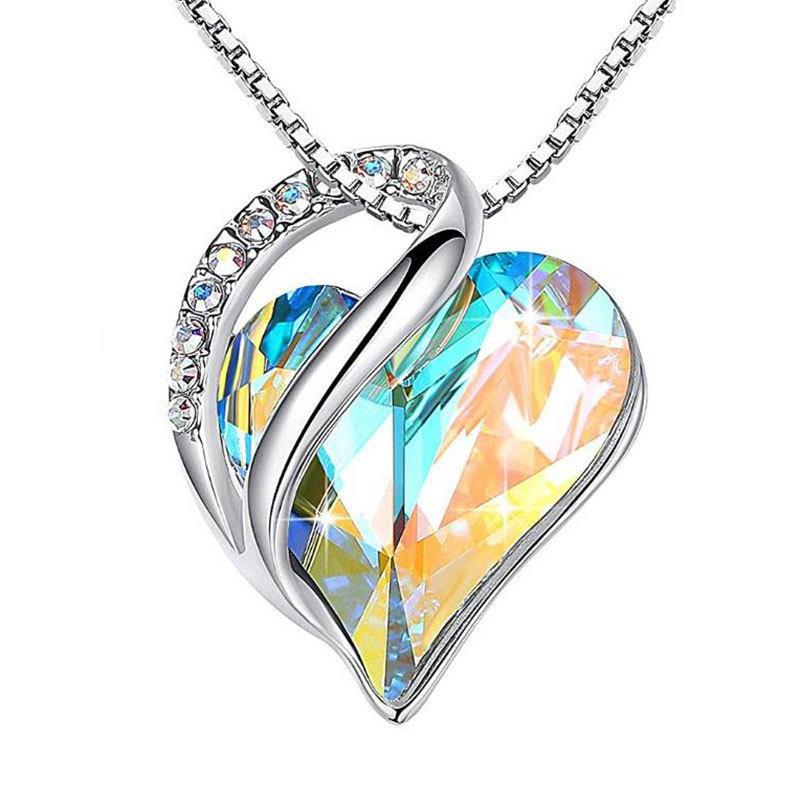 925 Sliver Heart Shaped Geometric Necklace Jewelry Women's Clavicle Chain Valentine's Mothers Day Gift Image