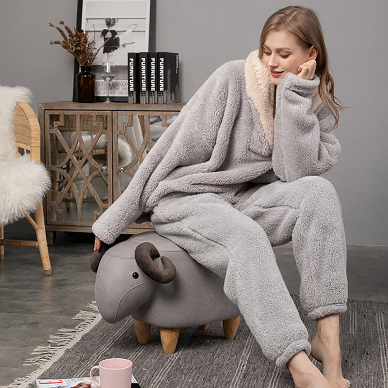 Flannel Pajamas Pajamas Set Thickening Couples Home Service Image
