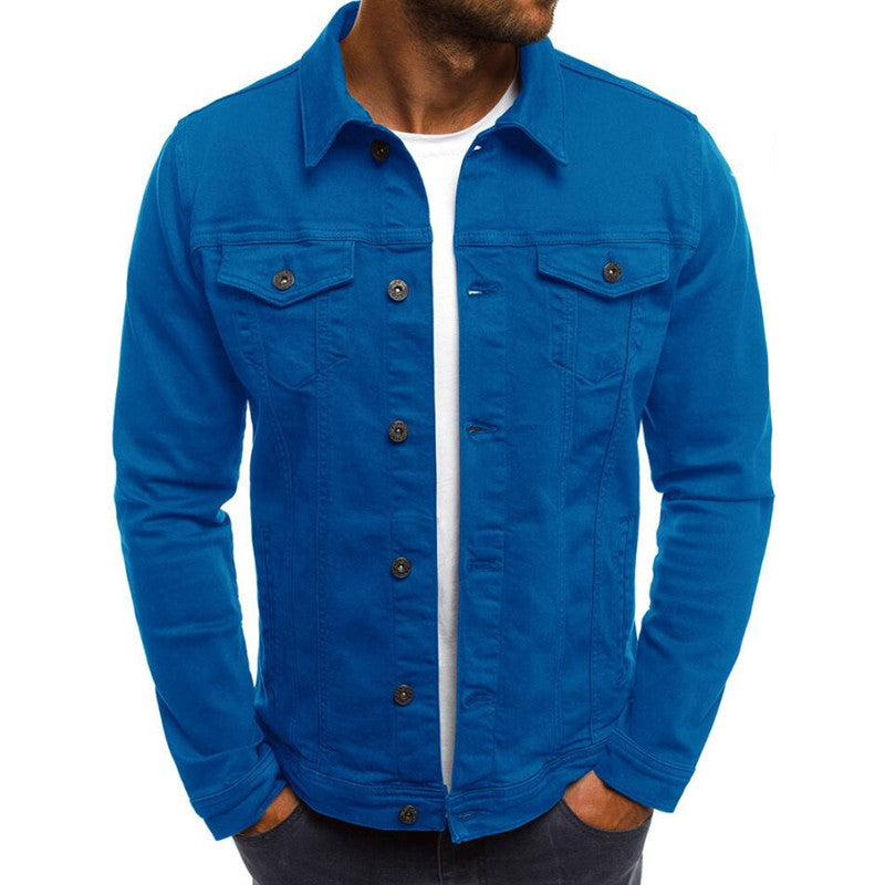 Casual Men Jacket Denim Button Shirt Image