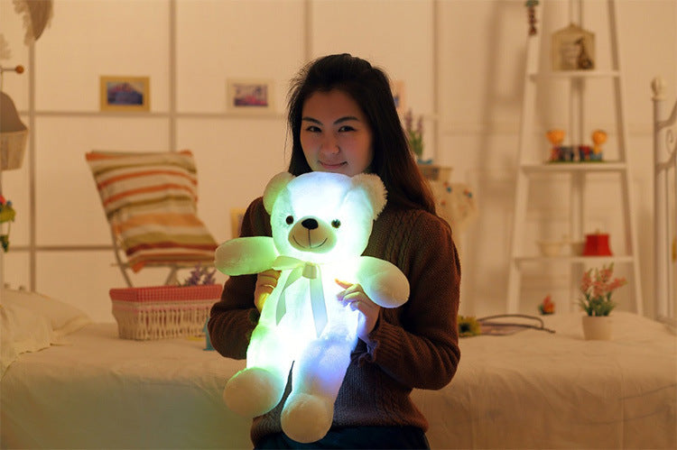 Creative Light Up LED Teddy Bear Stuffed Animals Plush Toy Colorful Glowing Christmas Gift For Kids Pillow Image