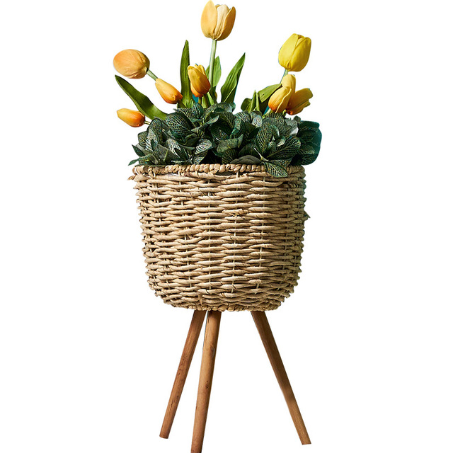 Floor - standing flowerpot straw furniture Image