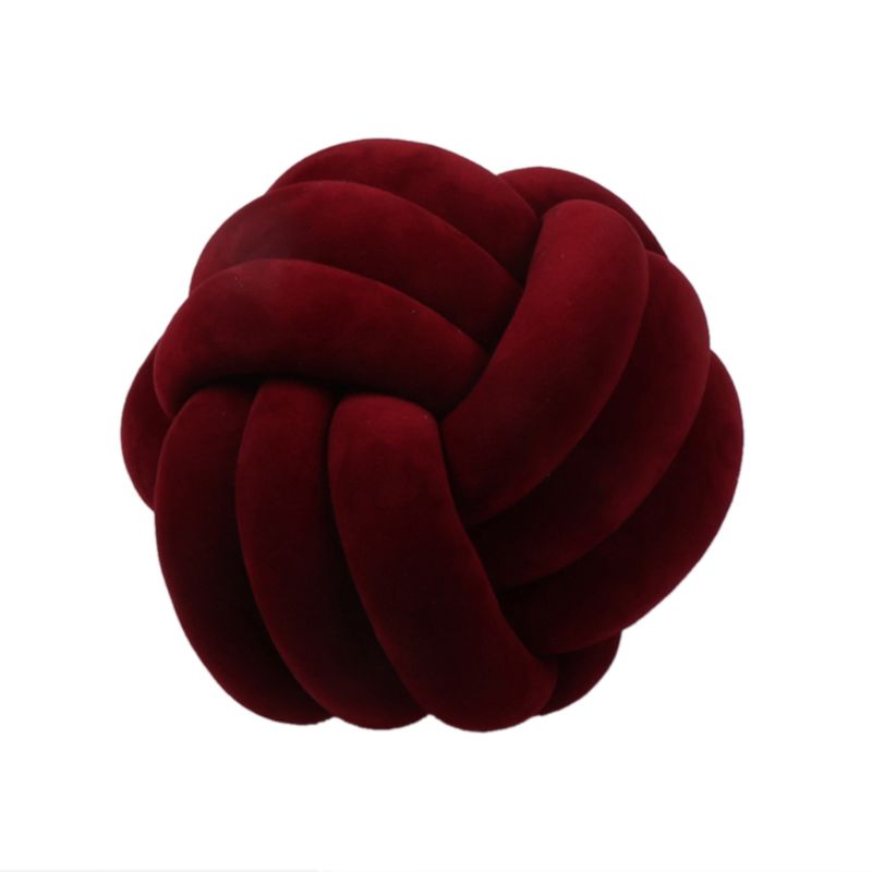 Knotted Plush Ball Design Round Throw Pillow Image