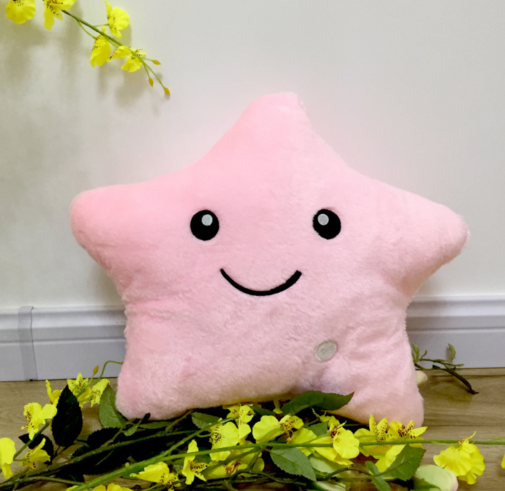 34CM Unique Toy Luminous Pillow Vivid Star Design LED Light Colorful Cushion Stars Plush Pillow Toys Gift For Kids Children Girl Image