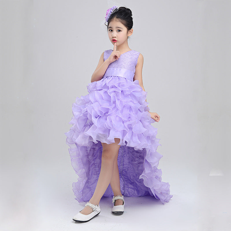 Girls dress wedding flower girl dress skirt child Princess Dress Costume skirt tail 888 piano Image