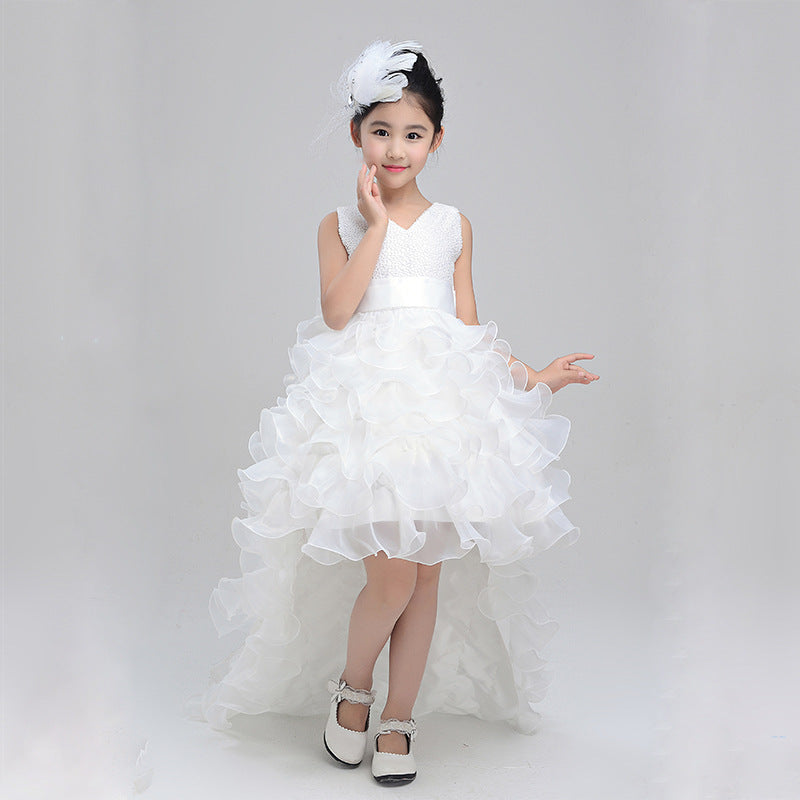 Girls dress wedding flower girl dress skirt child Princess Dress Costume skirt tail 888 piano Image