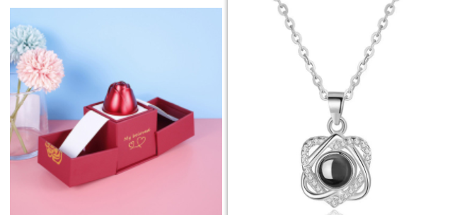 2023 Hot Valentine's Day Gifts Metal Rose Jewelry Gift Box Necklace For Wedding Girlfriend Necklace Gifts Image