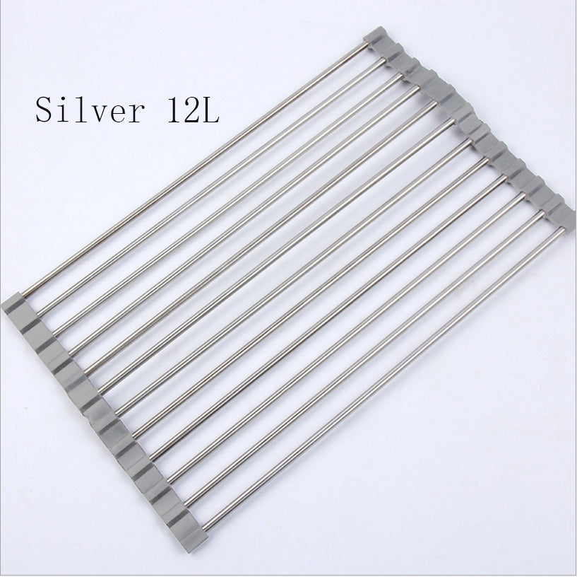 Folding Kitchen Drain Sink Rack Stainless Steel Image