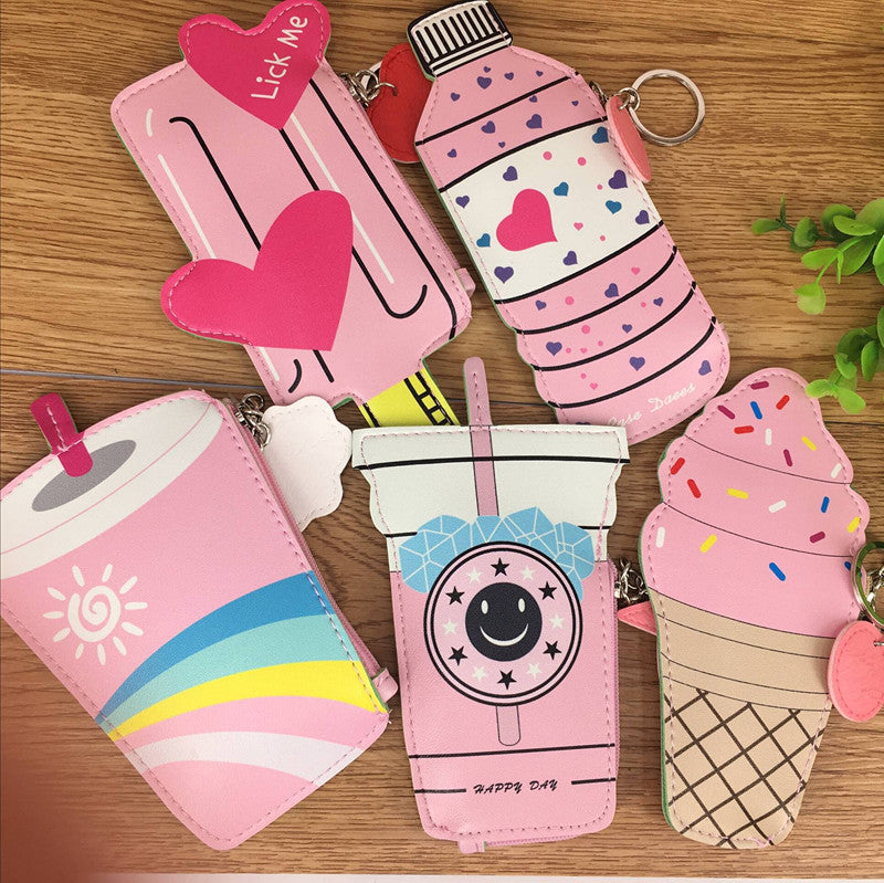 Korea creative drinks ice cream Mini Purse children coin Keychain small bag bag bag Image