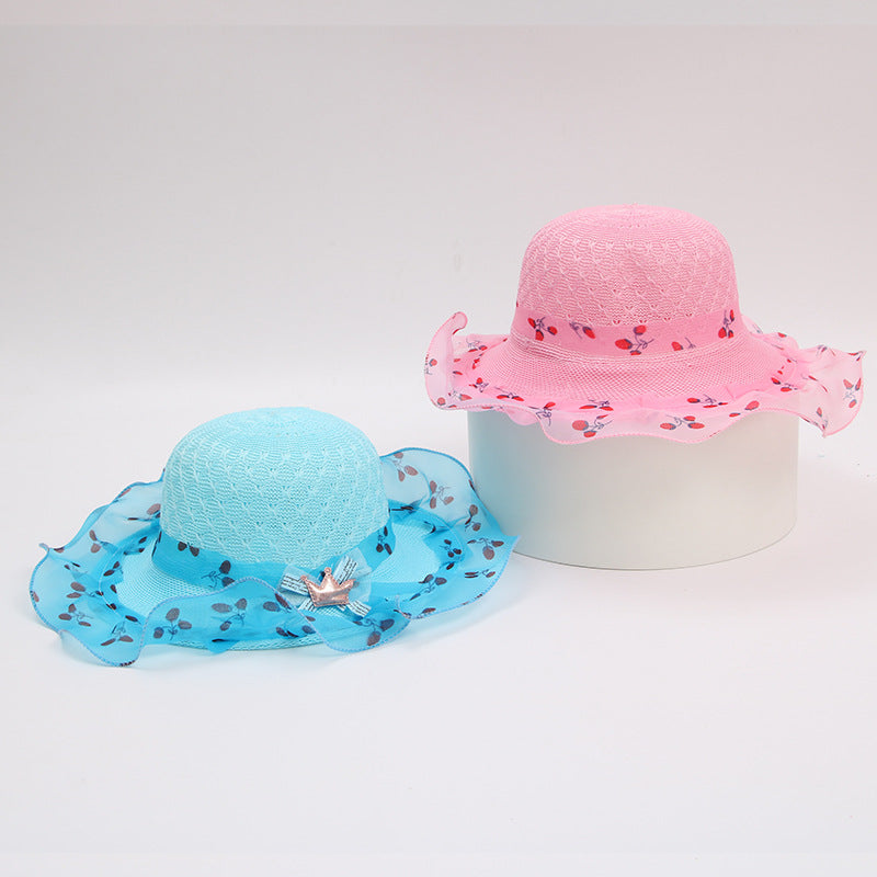 Princess straw hat kids sun hat Image