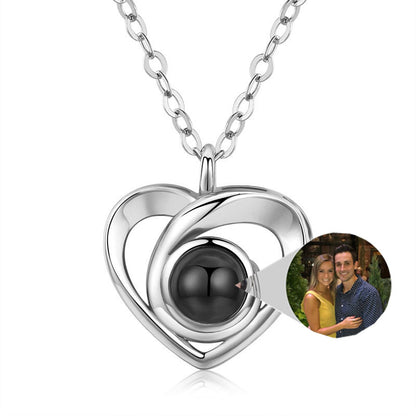 S925 Silver Romantic Photo Projection Necklace Heart Shaped Pendant Necklace