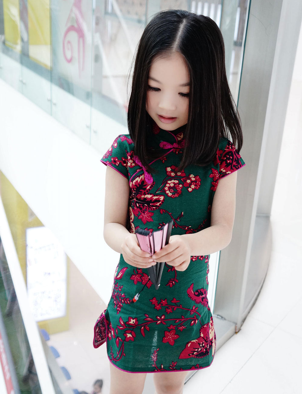 Girls Mianma cheongsam parent-child femelle skirt little girl scout summer Tangzhuang Qipao dresses Image