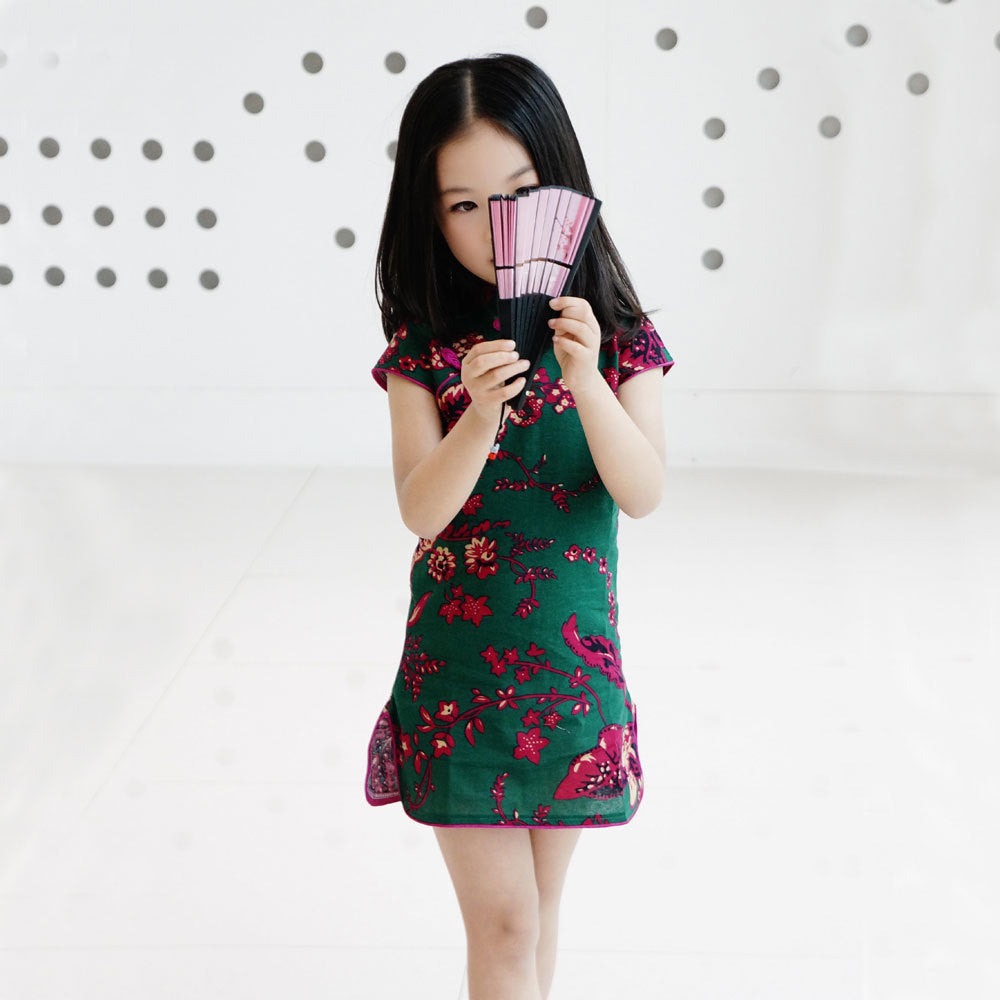 Girls Mianma cheongsam parent-child femelle skirt little girl scout summer Tangzhuang Qipao dresses Image