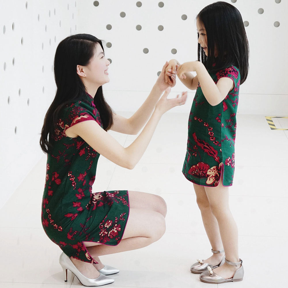 Girls Mianma cheongsam parent-child femelle skirt little girl scout summer Tangzhuang Qipao dresses Image