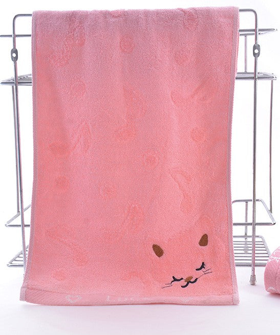 Bamboo Fiber Kitten Face Bath Towels Image