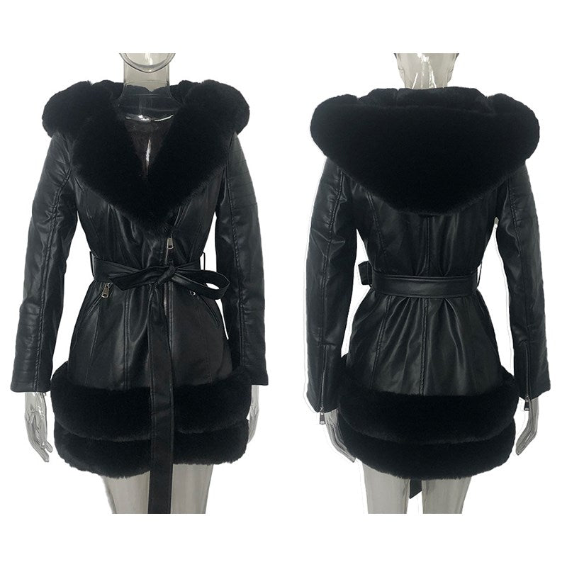 Fashion Women Leather Coats Jackets Ladies Jacket Black Image