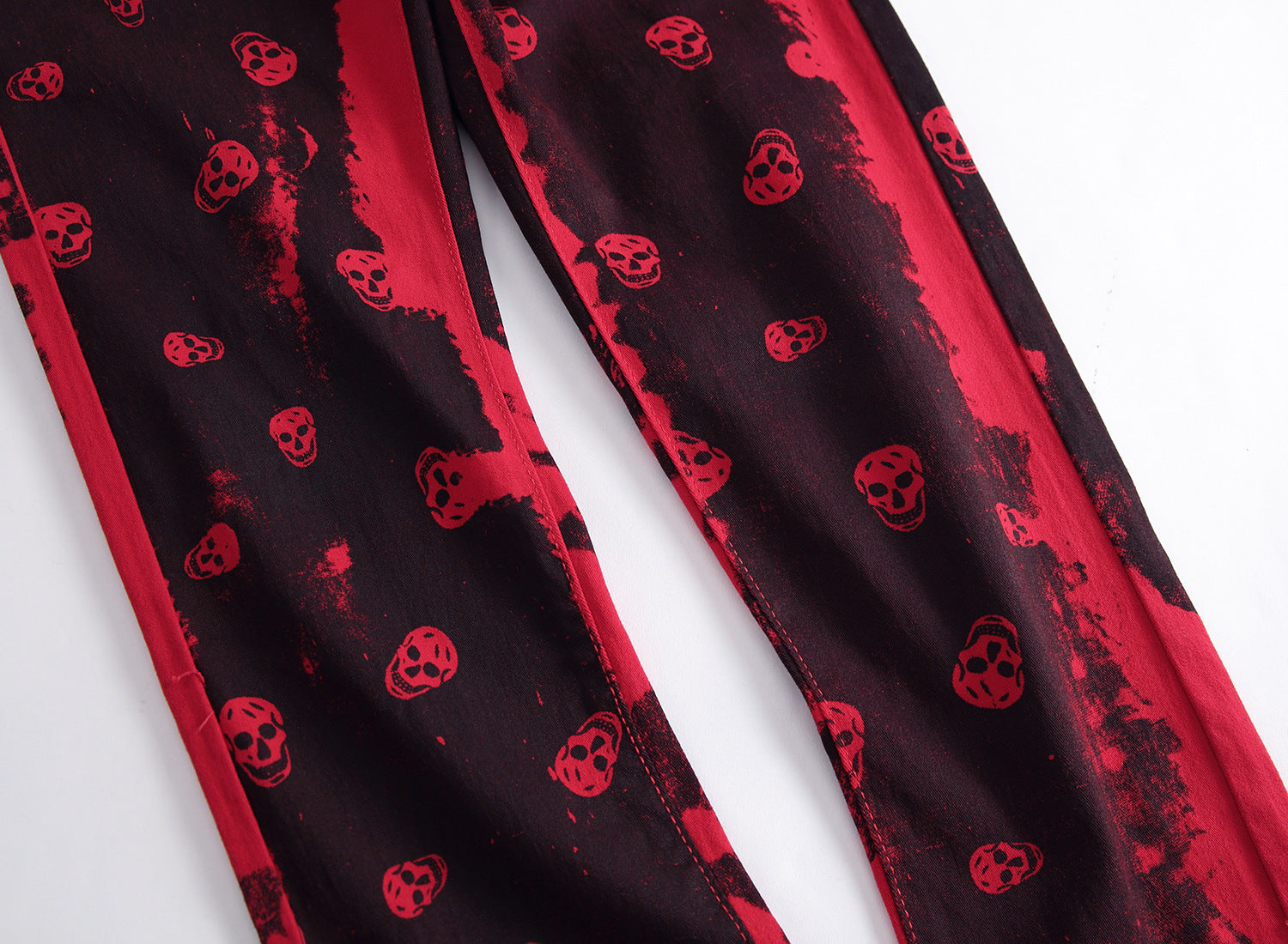 Skull red jeans men's casual jeans Image