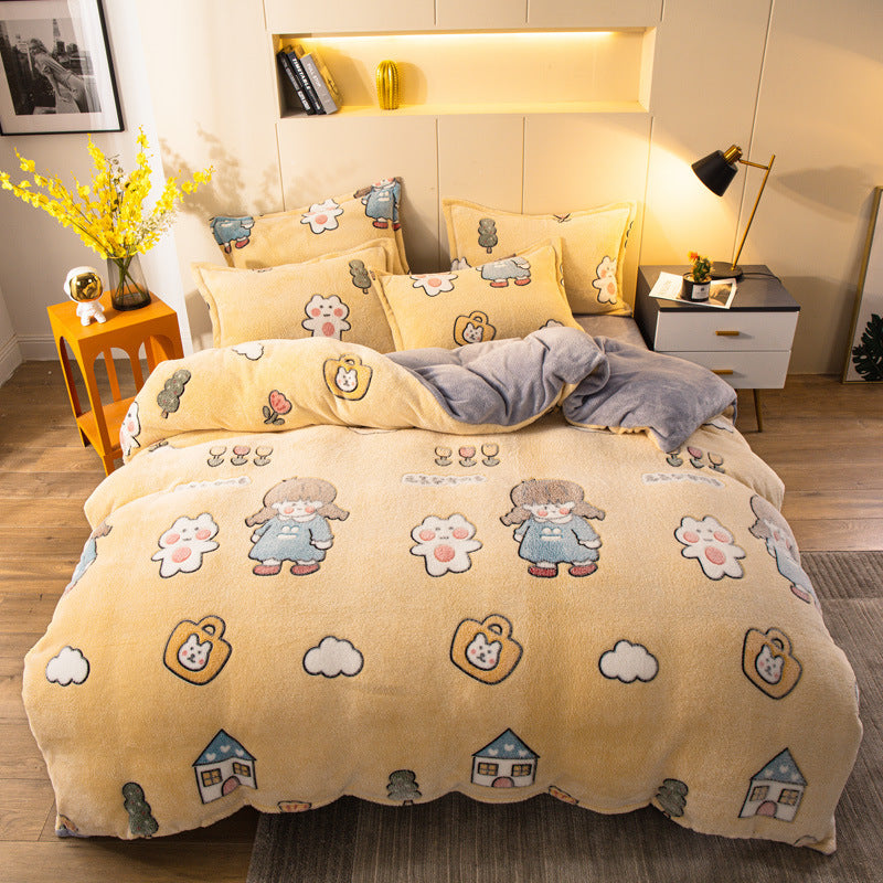 Four-piece Bedding With Velvet Sheets To Keep Warm Milk Velvet Image