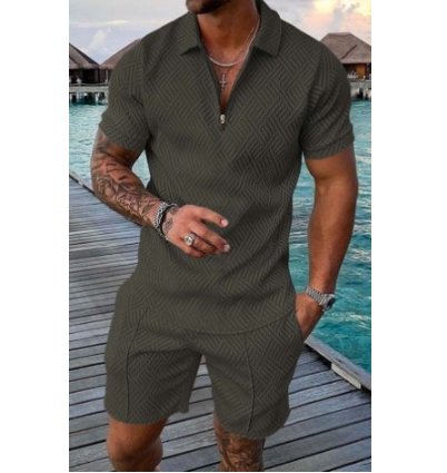 New Men's Summer Short Sleeve Shorts Casual Suit Image