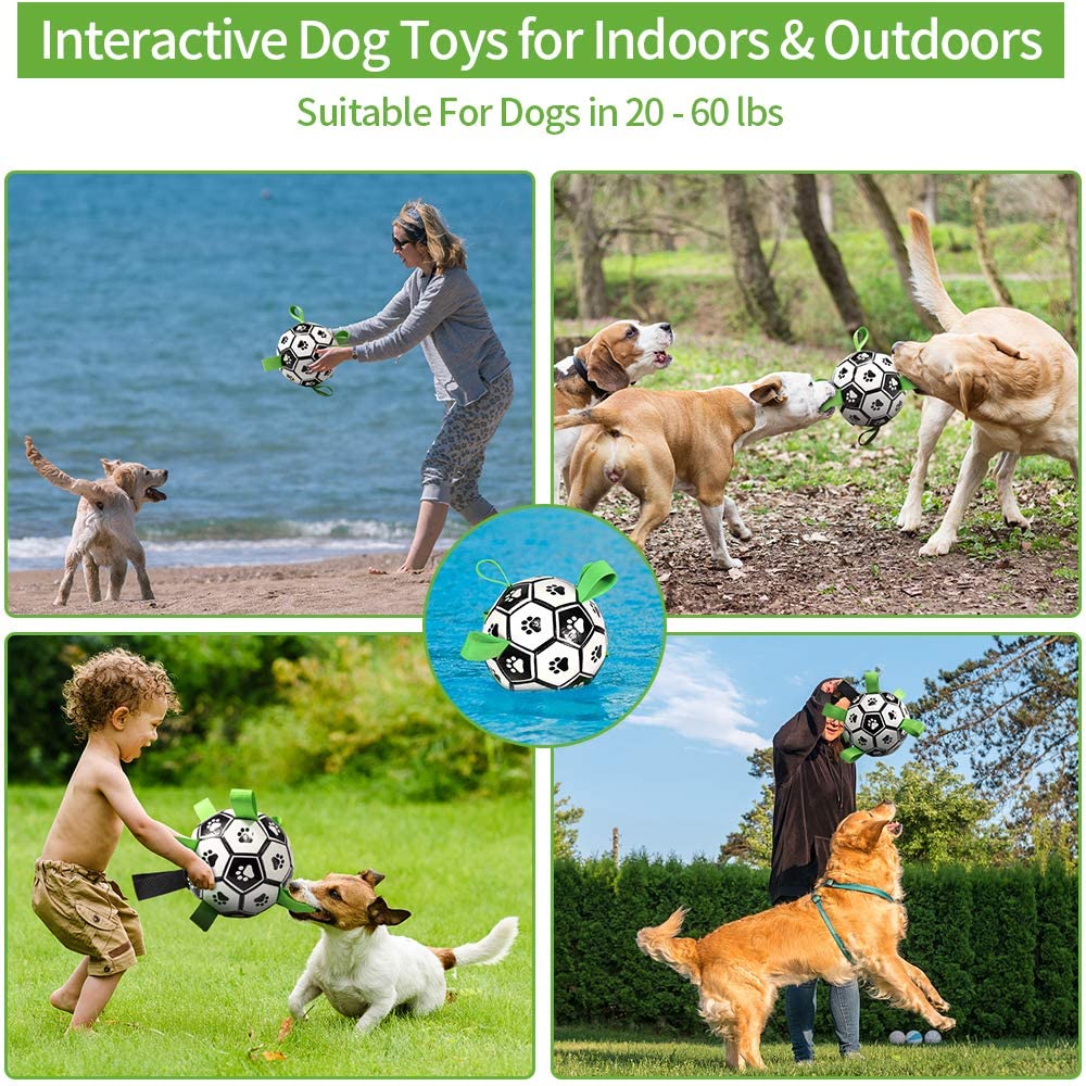 Dog Toys Interactive Pet Football Toys with Grab Tabs Dog Outdoor training Soccer Pet Bite Chew Balls for Dog accessories Image