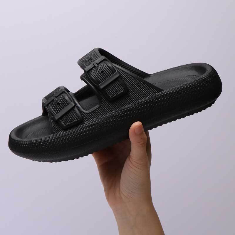 Platform Slippers Women's Summer Buckle Home Shoes Fashion Outdoor Wear Soft Bottom Sandals Image