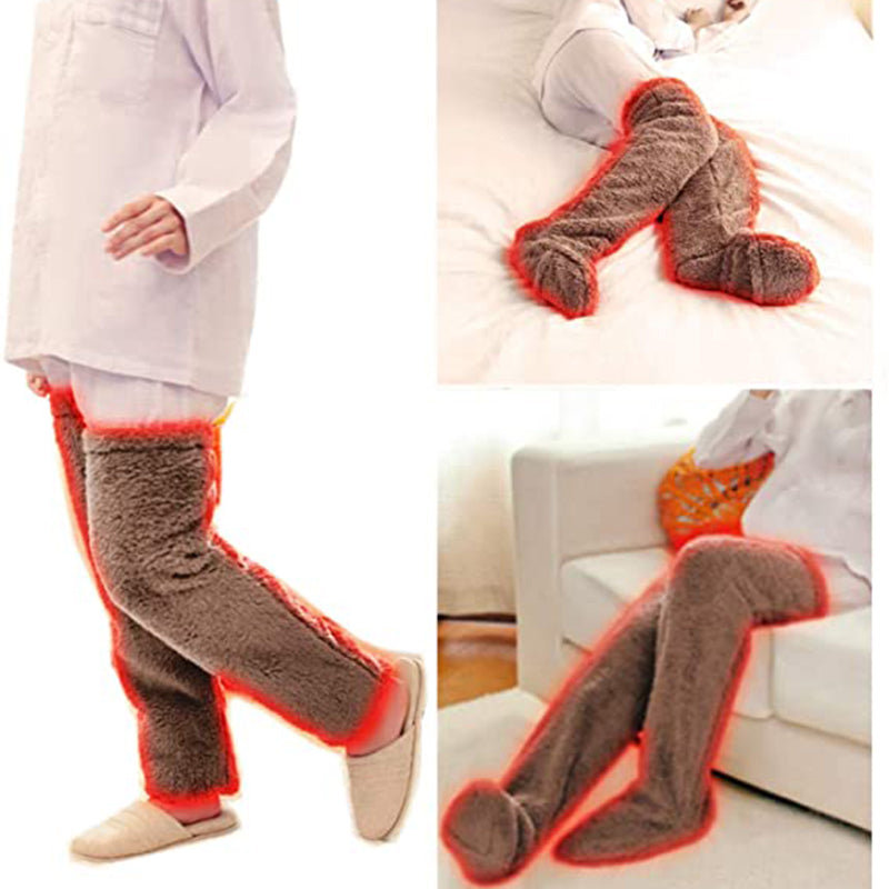 Over Knee High Fuzzy Long Socks Winter Warm Cold Leg Knee Joint Cold-proof Stockings Home Floor Sleeping Socks Image