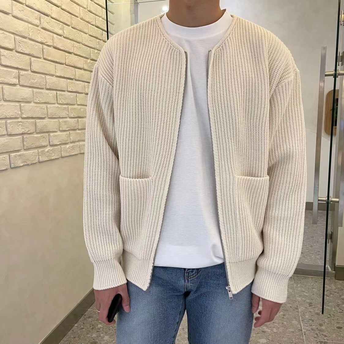 Fashion Trendy Ins Trendy Knitted Cardigan Men's Sweater Image