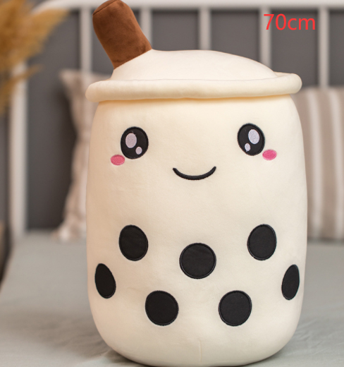 Cute Fruit Drink Plush Stuffed Soft Strawberry Milk Tea Plush Boba Tea Cup Toy Bubble Tea Pillow Cushion Kids Gift Image