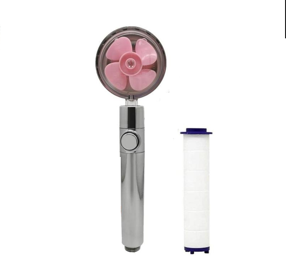 Propeller Driven Shower Head With Stop Button And Cotton Filter Turbocharged High Pressure Handheld Shower Nozzle Image