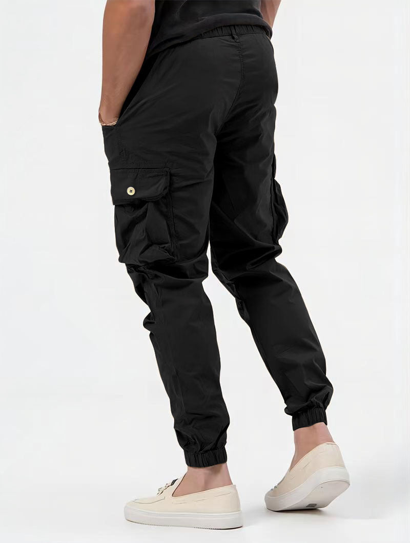 Men's Cargo Trousers With Three-dimensional Pockets Solid Color Casual Pants Image