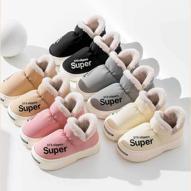 New Covered Heel Down Cotton Slippers For Women Winter Warm Thick-soled Platform Slippers Indoor And Outdoor Garden Walking Shoes Image