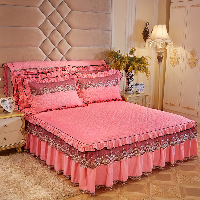 Quilted Lace Bed Skirt Thickened Plus Cotton Bedspread Single Piece Simmons Bed Cover Bed Circumference 1.8m Bed Image