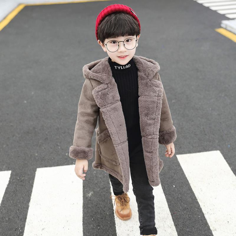 Fashion Boys' Suede Padded Trench Coat Image