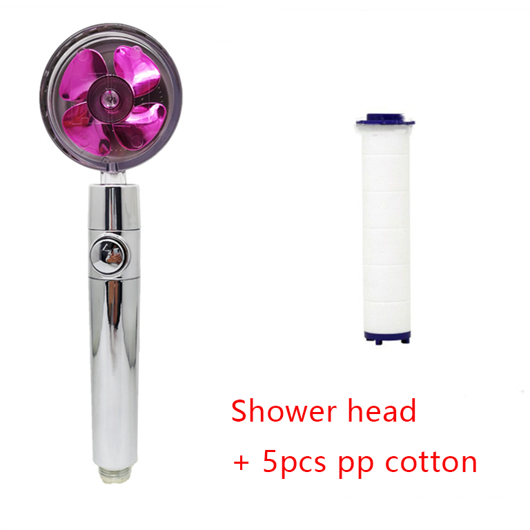 Shower Head Water Saving Flow 360 Degrees Rotating With Small Fan ABS Rain High Pressure Spray Nozzle Bathroom Accessories Image