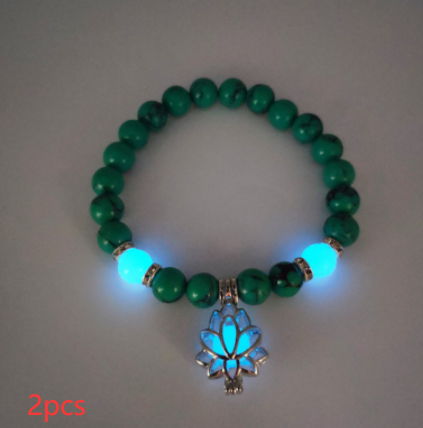 Energy Luminous Lotus Natural Stone Bracelet Yoga Healing Luminous Glow In The Dark Charm Beads Bracelet For Men Women Prayer Buddhism Image