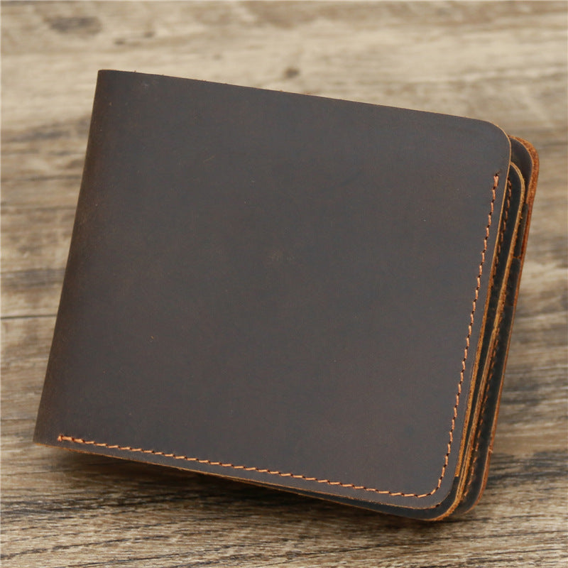 Men's Wallet Leather Wallet Retro Rough Tri-fold First Layer Cowhide Image