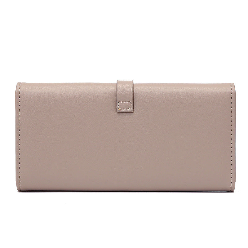 Long Metal Buckle Simple Tri-fold Clutch Image