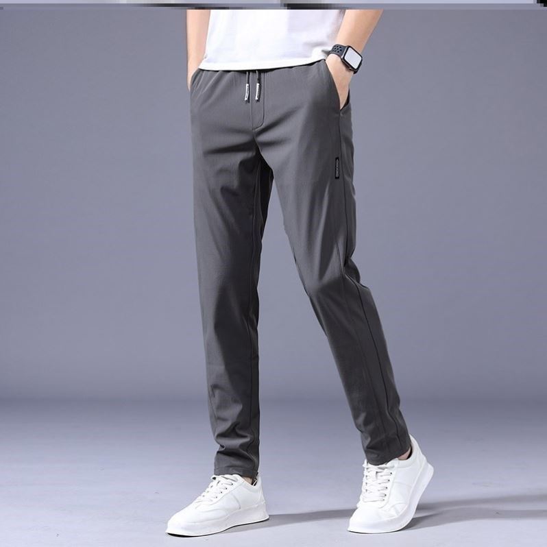 Drawstring Trousers Thin Casual Pants Korean Version Loose Straight Sweatpants Mens Clothing Image