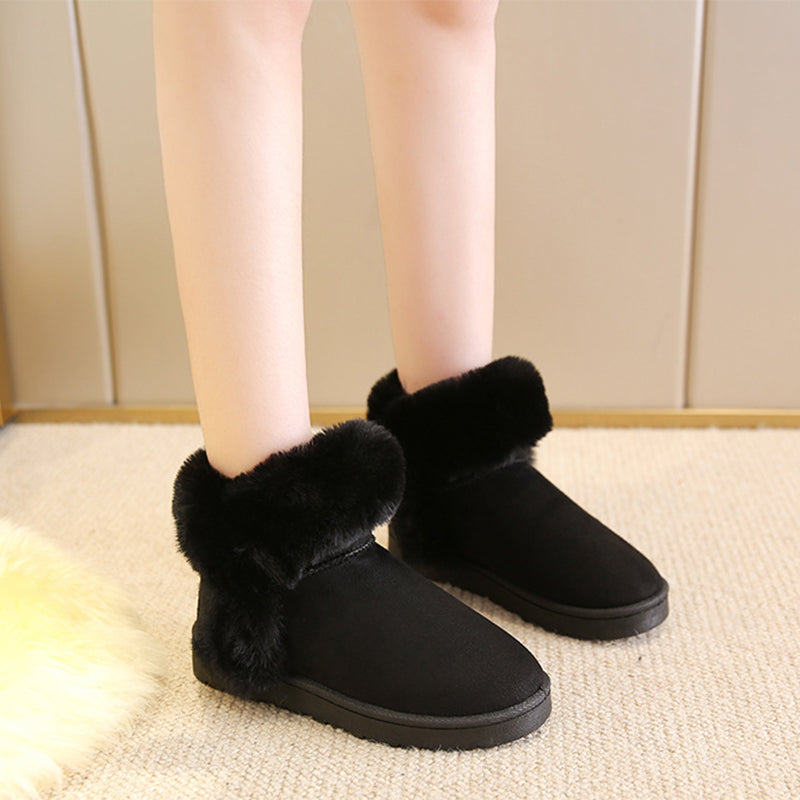 Snow Boots For Women Students Winter Warm Slip On Fluffy Platform Comfy Fleece Ankle Boots Non-slip Plush Cotton Shoes Image