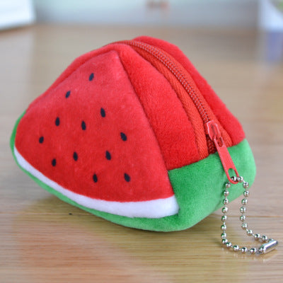 Children's Day Creative Gift Plush Solid Triangle Fruit Zero Wallet Coin Bag Key Bag Strap Image