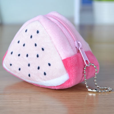 Children's Day Creative Gift Plush Solid Triangle Fruit Zero Wallet Coin Bag Key Bag Strap Image