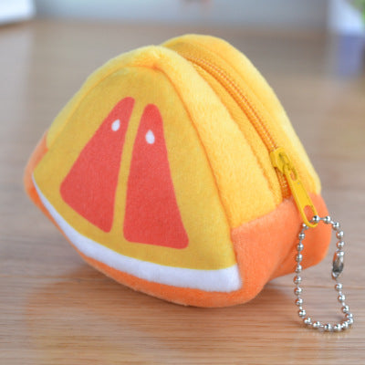 Children's Day Creative Gift Plush Solid Triangle Fruit Zero Wallet Coin Bag Key Bag Strap Image