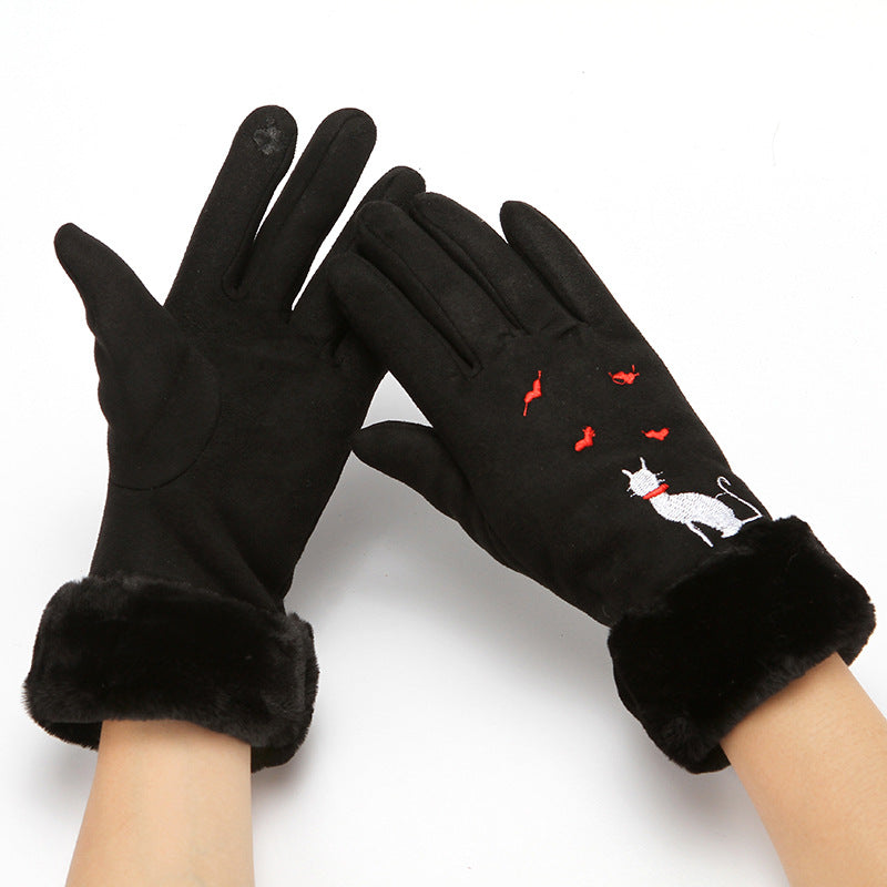 Gloves women winter suede gloves Image