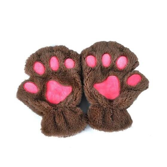 Winter Lovely Half Cover Paw Bear Cat Claw Gloves Short Finger Image