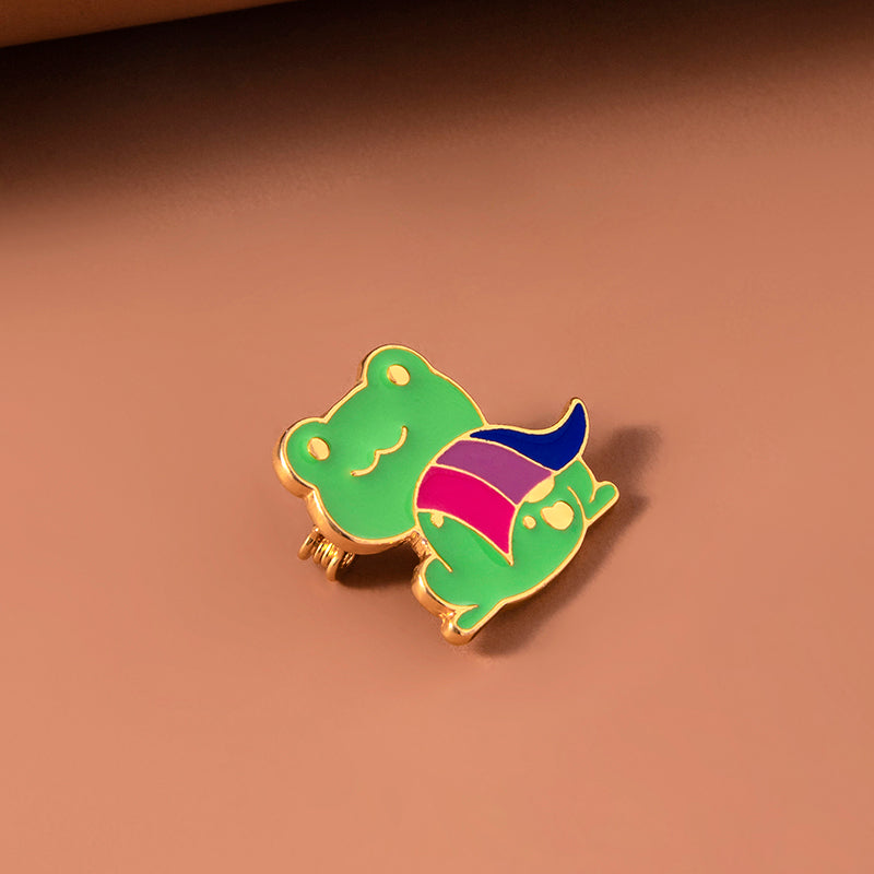 Enamel Bisexual Pride Frog Brooch Pin Image