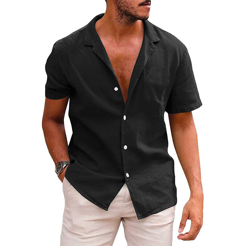 Men's Tops Casual Button Down Shirt Short Sleeve Beach Shirt Summer Image