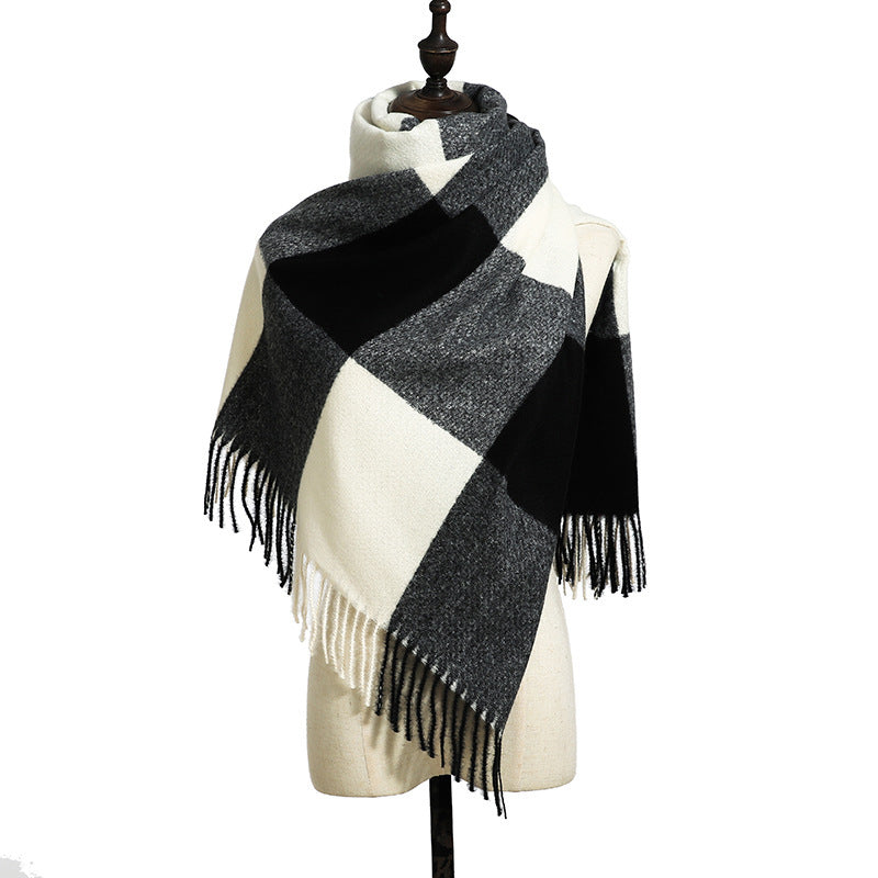 New Cashmere Tassel Thickened Cold And Warm Scarf Image