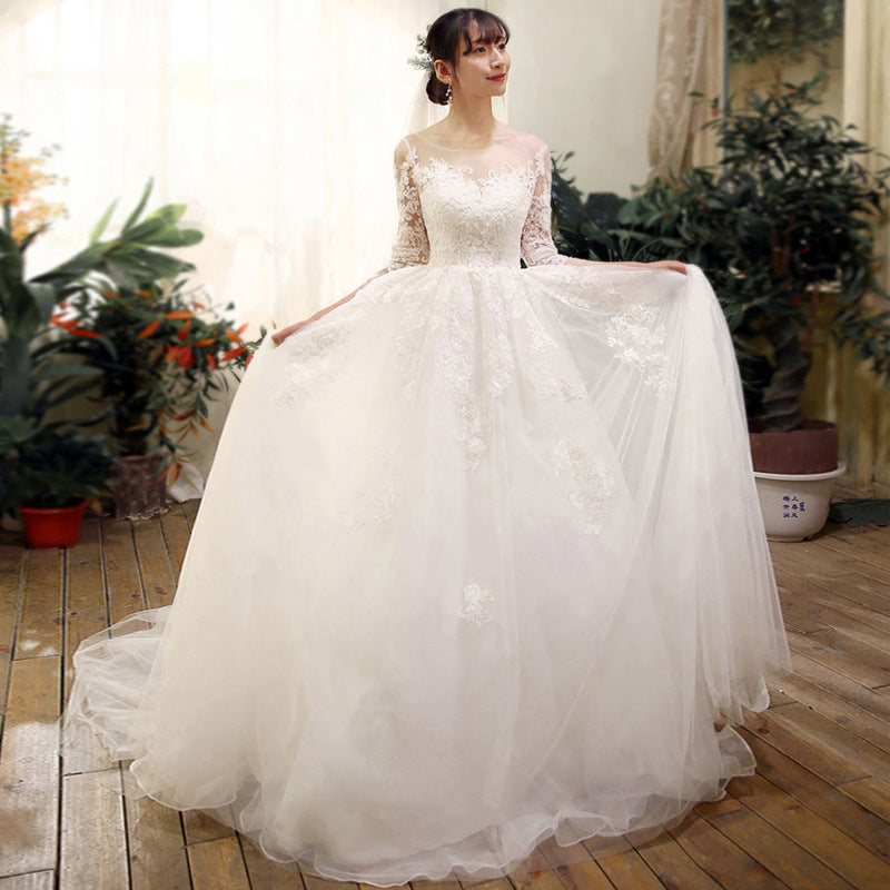 Wedding Dress Bride Lace Sleeves Dress Image