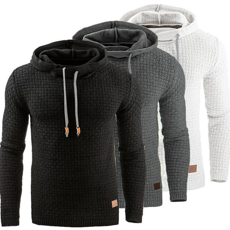 Men's Jacquard Sweater Long-sleeved Hoodie Warm Color Hooded Sweatshirt Jacket Image